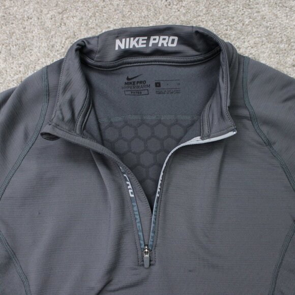 Nike Pro Sweatshirt Mens Small Gray Hyperwarm 1/4 Zip Mock Neck L/S Pullover - Picture 7 of 16